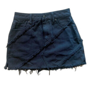 Alexander Wang Bite Denim Skirt Black Size 25 NWOT Frayed Mini